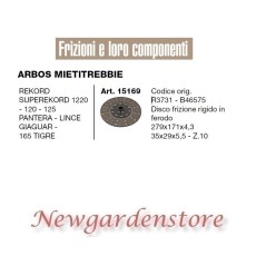 Ferodo Kupplungsscheibe 15169 ARBOS MIETITREBBIE REKORD PANTERA GIAGUAR R3731 | NewgardenAgri.com