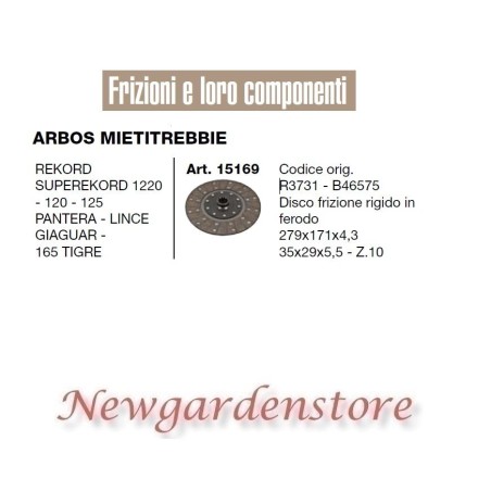 Disco frizione ferodo 15169 ARBOS MIETITREBBIE REKORD PANTERA GIAGUAR R3731 | NewgardenAgri.com