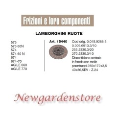 Disque d'embrayage tracteur 15440 LAMBORGHINI 573 574 674 AGILE 660 770 280x172x3.5 | NewgardenAgri.com