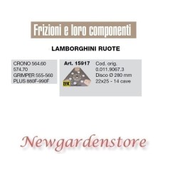 Disco de embrague para tractor LAMBORGHINI 15917 Crono 564.60 Grimper Plus 22x25 280mm | NewgardenAgri.com