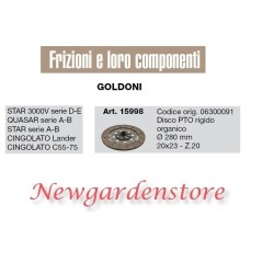 Disco TDF 15998 embrague tractor rígido GOLDONI STAR QUASAR CINGOLATO 20x23 Z20 | NewgardenAgri.com