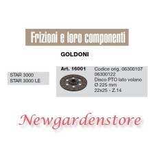 Disco PTO 16001 lato volano 22x25 Z14 frizione trattore GOLDONI STAR 3000 LE | NewgardenAgri.com