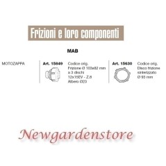 Embrayage 103x82 3 disques 12x15 Z8 disque motoculteur compatible MAB 15849 15630 | NewgardenAgri.com