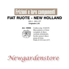 Embrayage à disque 6 leviers tracteur 880.4 880.4DT LUK 15558 FIAT NEW HOLLAND 5122376 | NewgardenAgri.com