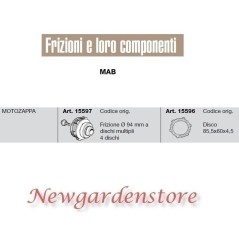 Embrayage 94mm 4 disques moteur motoculteur fraise compatible MAB 15597 15596 | NewgardenAgri.com