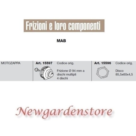 Frizione 94mm dischi multipli 4 disco motozappa compatibile MAB 15597 15596 | NewgardenAgri.com