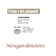 Frizione bidisco motocoltivatore titano compatibile EUROGARDEN 15339 piatto 110 | NewgardenAgri.com