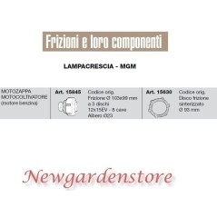 Disc clutch 12x15 motor cultivator LAMPACRESCIA MGM petrol engine | NewgardenAgri.com