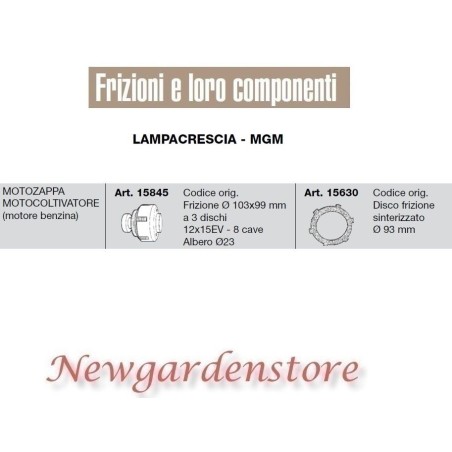 Frizione disco 12x15 motozappa motocoltivatore LAMPACRESCIA MGM motore benzina | NewgardenAgri.com