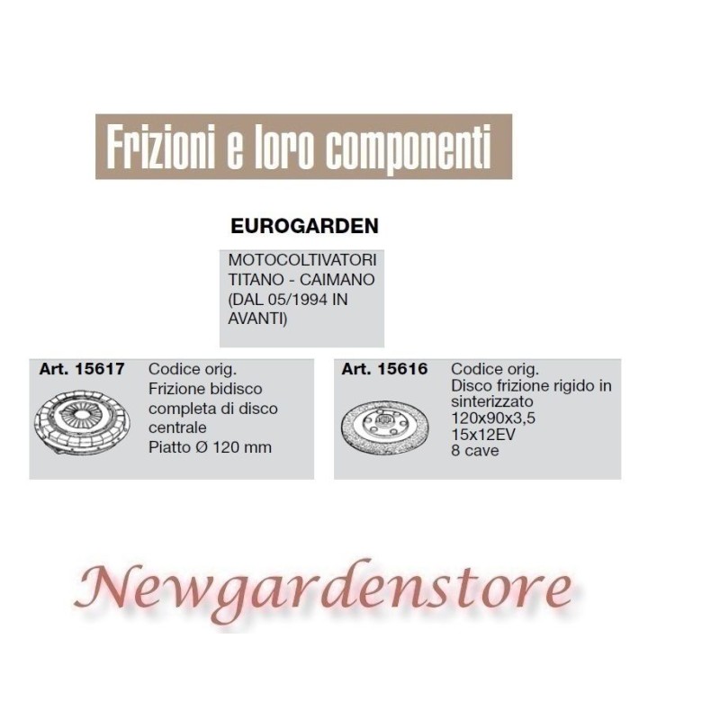 Frizione disco compatibile EUROGARDEN motocoltivatore titano caimano 15617 15616