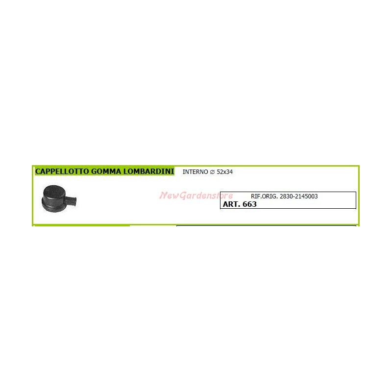 Tapa de goma LOMBARDINI para motocultor 663