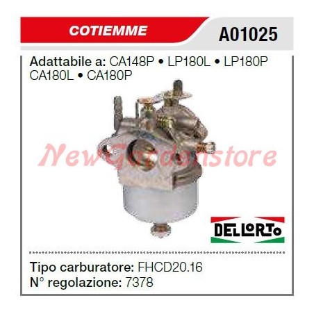 Carburador COTIEMME motor cultivador CA148P LP180L A01025 | NewgardenAgri.com