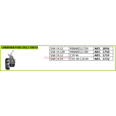 Carburateur SHA 14.12 pour tracteur à pied CM 46 1719 | NewgardenAgri.com