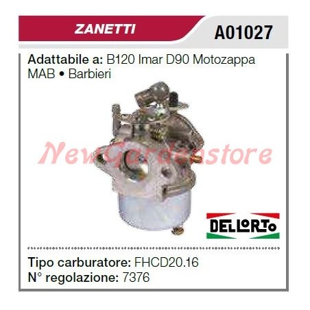 Carburateur ZANETTI moteur tondeuse B120 imar D90 A01027 | NewgardenAgri.com