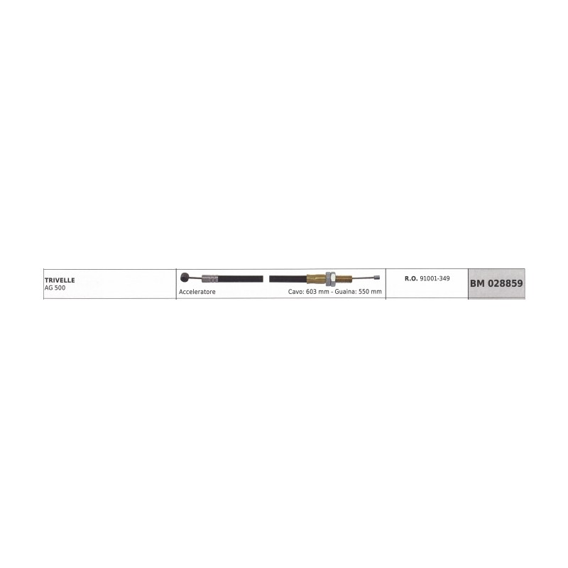 KAAZ AG500 Bohrmaschinen-Beschleunigungskabel 603 mm Kabelummantelung 550 mm