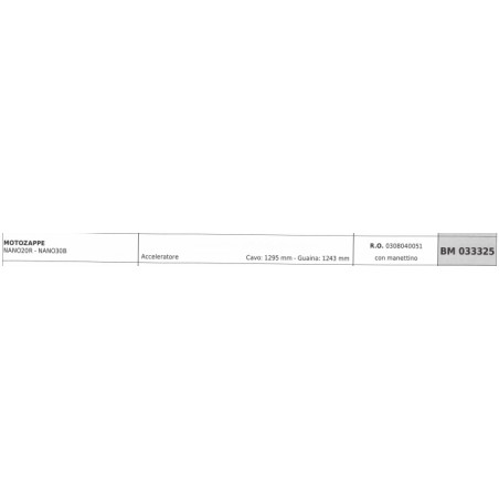 PUBERT NANO20R NANO30B motor hoe drive cable 1295 mm cable sheath 1243 mm | NewgardenAgri.com