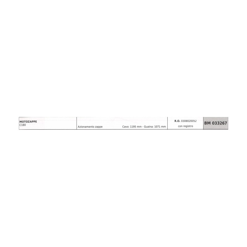 JARDIMECA Motorhacken-Antriebskabel C180 Kabel 1195 mm Mantel 1071 mm