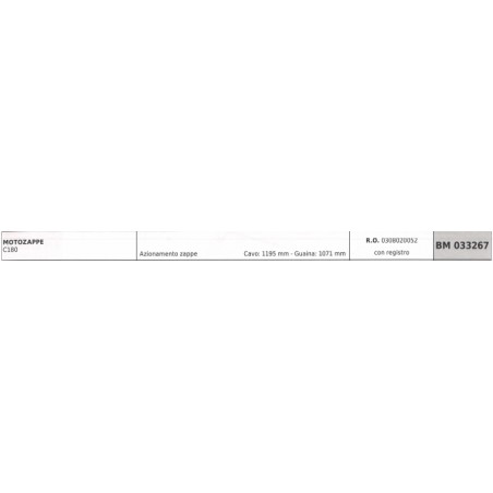 JARDIMECA motor hoe drive cable C180 cable 1195 mm sheath 1071 mm | NewgardenAgri.com