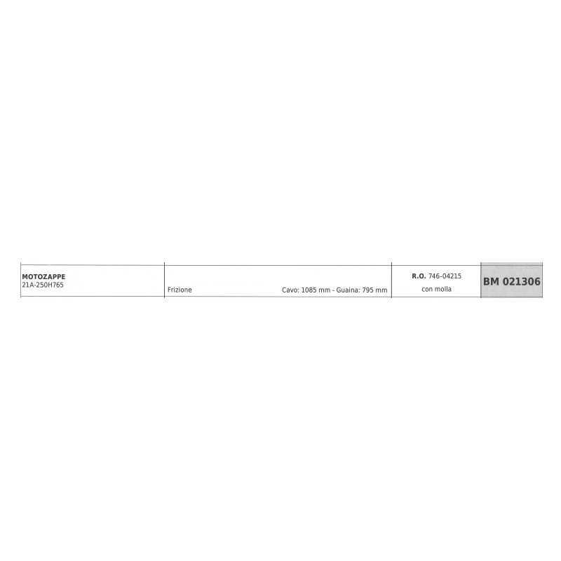 MTD motobineuse 21A-250H765 câble d'embrayage avec ressort 1085 mm gaine de câble 795 mm