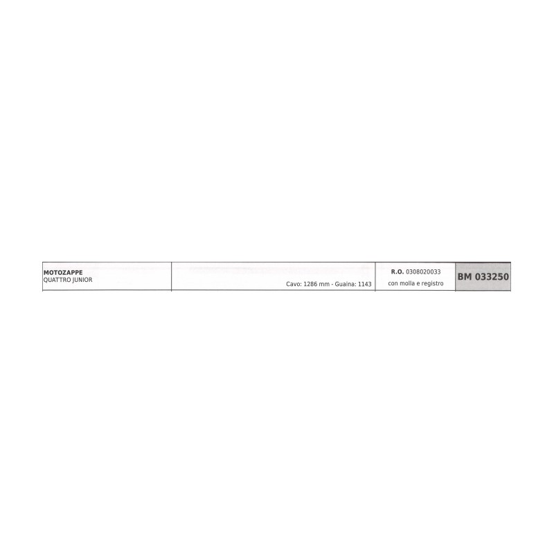 Câble de ressort et de réglage PUBERT QUATTRO JUNIOR motor hoe 1286mm câble gaine 1143mm