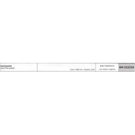 Cavo molla e registro PUBERT motozappa QUATTRO JUNIOR cavo 1286mm guaina 1143mm | NewgardenAgri.com