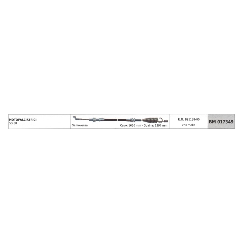 SANDRIGARDEN Motormäher SG80 selbstfahrend Kabel 1650mm Kabelmantel 1397mm
