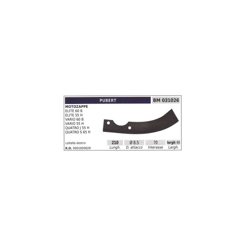 Lama destro fresa per motozappa motocoltivatore ELITE 60B PUBERT