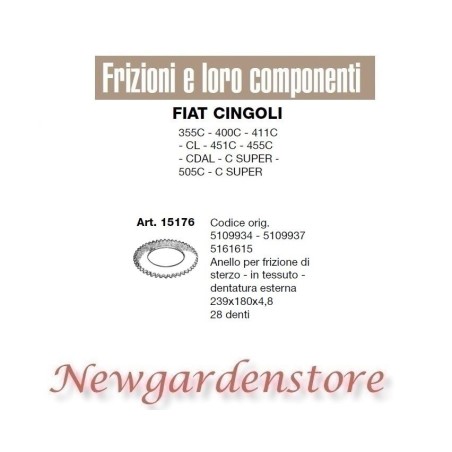 Anello frizione sterzo 15176 28 denti trattore FIAT CINGOLI 355C 400 411 451 455 | NewgardenAgri.com