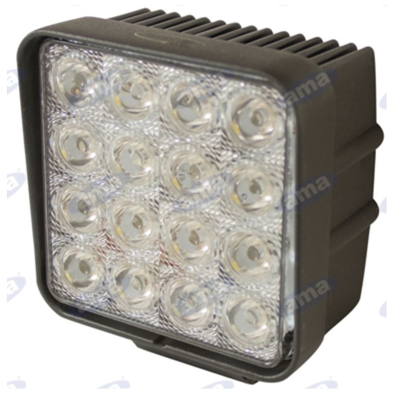 Projecteur de travail 16 LED 110x110mm 10-30V 48W 3200LM câblé 40-60cm