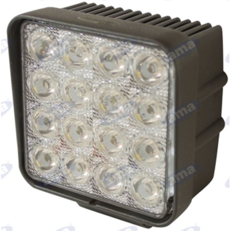 Faro lavoro 16 LED 110x110mm 10-30V 48W 3200LM cablato 40-60cm macchina agricola | NewgardenAgri.com