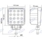 Arbeitsscheinwerfer 16 LED 110x110mm 10-30V 48W 3200LM verkabelt 40-60cm