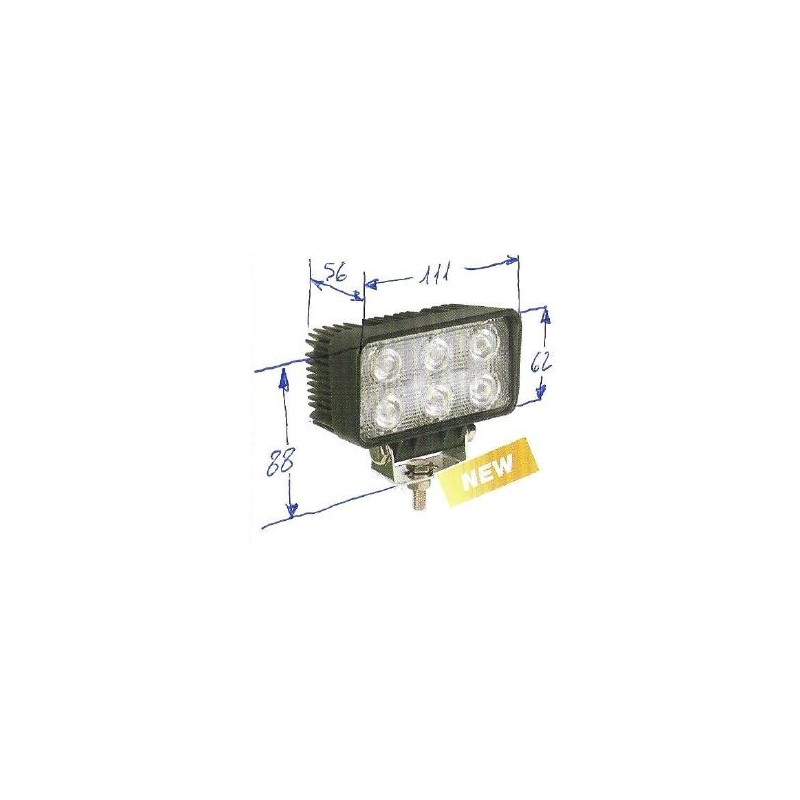 Faro de trabajo 6 leds 12-24V NEWGARDENSTORE 1350 lúmenes para tractor agrícola