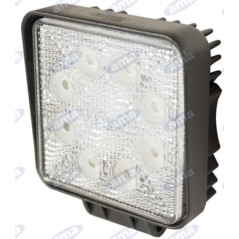 Faro lavoro 8 LED 110x128mm 10-30V 24W 1440LM cablaggio 40-60cm macchina agricola | NewgardenAgri.com