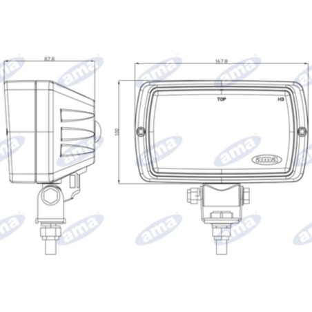 Halogen-Arbeitsscheinwerfer 168x100mm Traktor Landmaschine mit Handgriff Schwenkbügel ABS