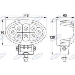 Faro lavoro LED 12-28V 24W 1800LM 148x92mm 8 LED trattore macchina agricola