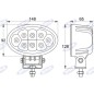 LED worklight 12-28V 24W 1800LM 148x92mm 8 LEDs tractor agricultural machine