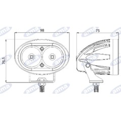 Faro de trabajo LED 76,5x98mm 10-60V 10W 850LM salida cable 32cm maquina agricola | NewgardenAgri.com