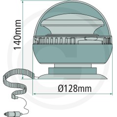 Batterie LED gyrophare 12/24 V fixation aimant sur machine agricole | NewgardenAgri.com