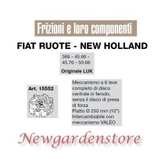 Frizione meccanismo 6leve piatto250mm 366 45.66 45.76 LUK 15552 FIAT NEW HOLLAND | NewgardenAgri.com