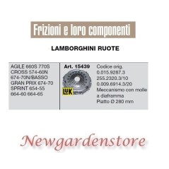 Clutch mechanism tractor LAMBORGHINI 15439 Agile Cross Prix 280mm Luk | NewgardenAgri.com