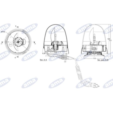 Bake 12/24V Magnetfuß 177x146mm Traktor selbstfahrende Landmaschine