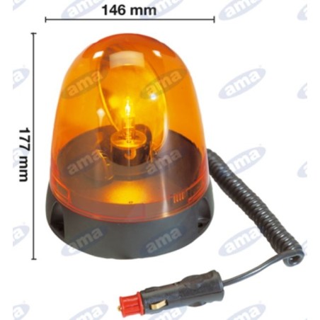 Girofaro 12V 55W base magnetica 177x146mm trattore macchina agricola semovente | NewgardenAgri.com