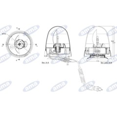 Girofaro 12V 55W base magnetica 177x146mm trattore macchina agricola semovente | NewgardenAgri.com