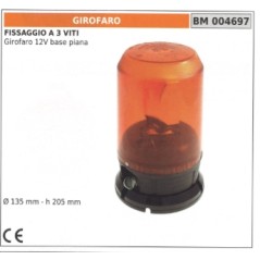 Rotating beacon 12V flat base - 3 screws fixing Ø 135 mm - height 205 mm 004697 | NewgardenAgri.com