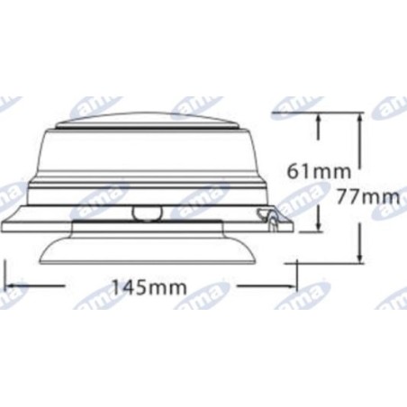 Faro giratorio led base magnética h 77mm L 145mm máquina agrícola autopropulsada 12-24V