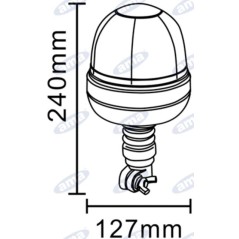 Girofaro alogeno 12V 55W base flessibile 240x127 mm trattore veicolo industriale | NewgardenAgri.com