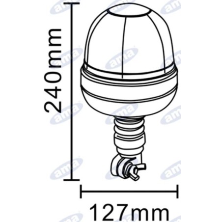 Balise halogène 12V 55W base flexible 240x127 mm tracteur véhicule industriel