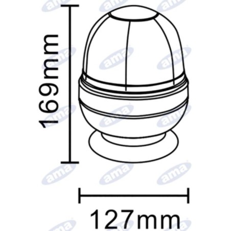 Gyrophare halogène 12V 55W base magnétique 169x127 mm tracteur véhicule industriel