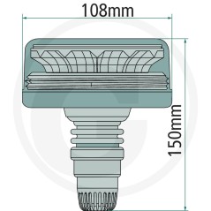 Baliza rotativa led 12/24 V doble flash fijación máquina agrícola