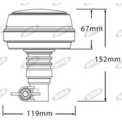 Faro giratorio led base flexible h 152mm L 119mm máquina agrícola autopropulsada 12-24V